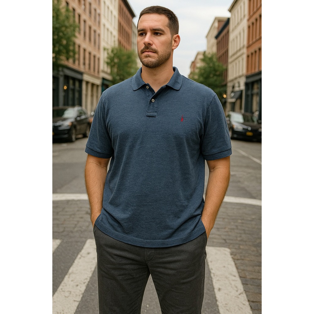 Polo Ralph Lauren Men's Classic Fit Navy Blue Shirt – Size 3XLT – Iconic Big Pon